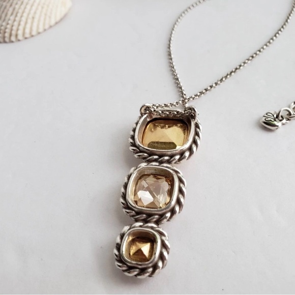 NWOT BRIGHTON  Hammered Gold Yellow Crystal Pendant NECKLACE - Picture 3 of 3